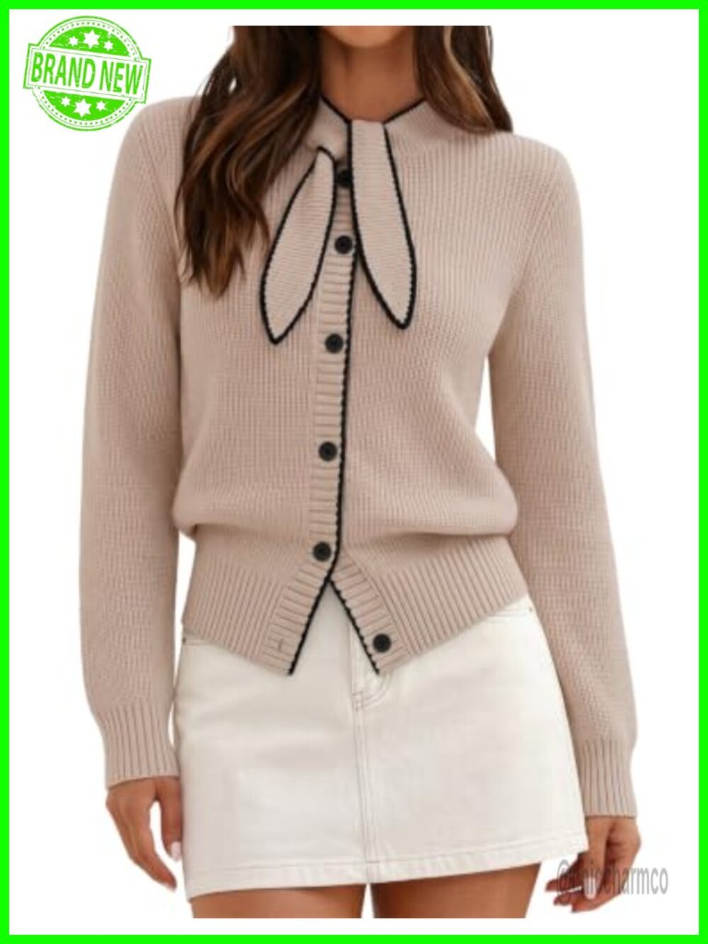 Womens Chunky Knit Cardigan Tie Front Button Up Long Sleeve Sweater